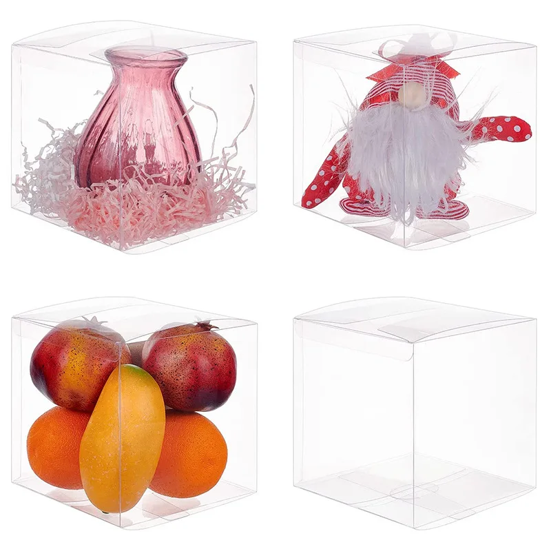 50pcs 5/6/7/8CM Square Plastic Small Gift Boxes Clear Chocolate Candy Boxes for Christmas Birthday Wedding Party Packaging Boxes view 2