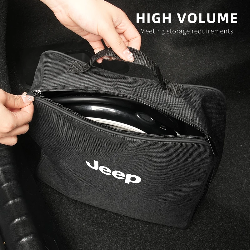 EV Car Charging Cable Storage Box Charger Cables Carry Bag Trunk Organizer For Jeep Renegade Compass Cherokee Wrangler Patriot