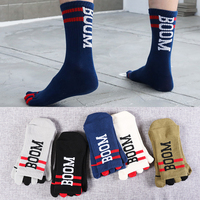 5 Pairs Cotton Men Sport Socks BOOM Striped Letter Split Toe Socks Women Outdoor Street Style Skateboarding Socks