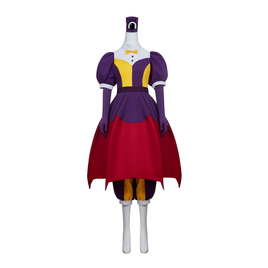 أزياء إيدالين كلوثورن التأثيرية فستان البومة النسائي باللونين الأرجواني والأحمر لحفلات الهالوين كرنفال بدلة كاملة