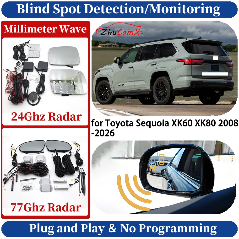 

Blind Spot Monitoring/Detection System for Toyota Sequoia XK60 XK80 2008-2026 Night Driving Side Lane Change Warning Safe Assist
