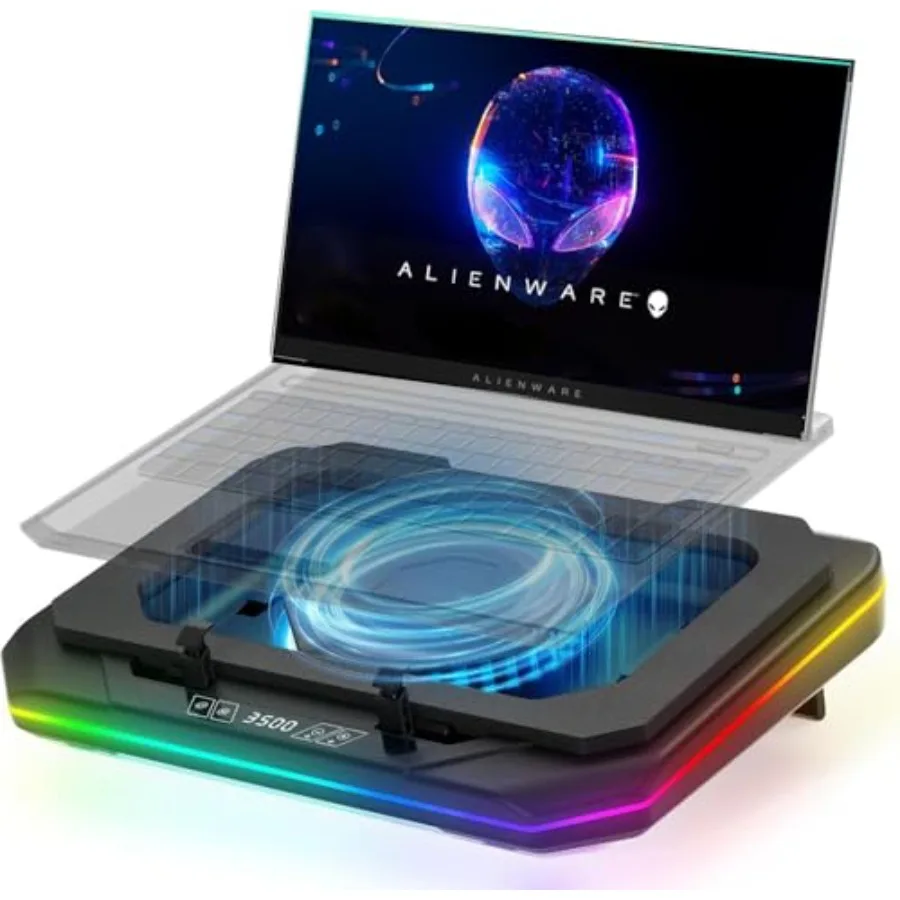 

Охлаждающая подставка для игровых ноутбуков Dell Alienware m17, m16, m15, x17, x16, x15, x14, Area-51m (14-17 дюймов) с мощным турбовентилятором 6 R