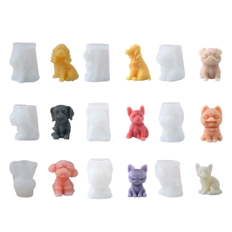 Moldes velas silicona con forma perro para velas, jabón, decoraciones yeso, arte artesanal, envío directo