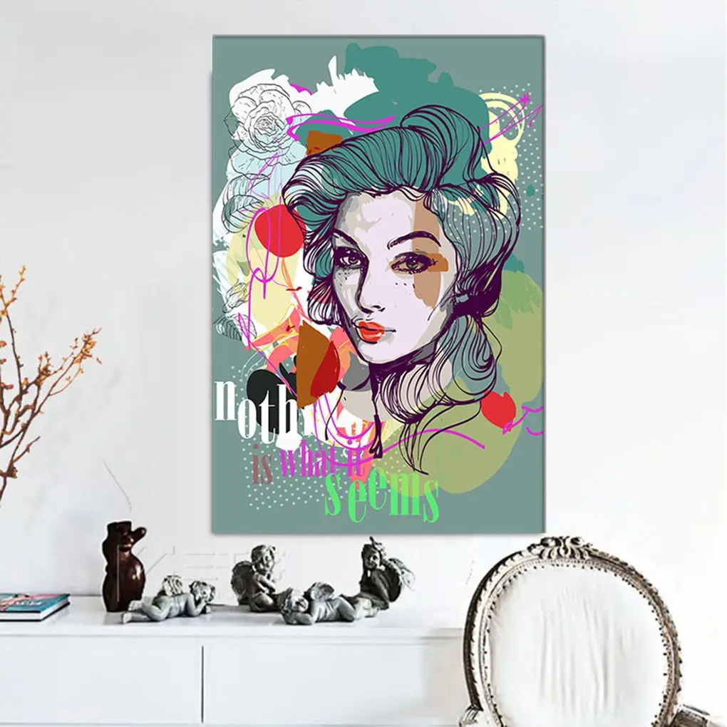 Abstract Women Portrait Oil Painting Print Canvas Bedroom Wall Decor Art Canvas Home Office Wall Picture Frameless