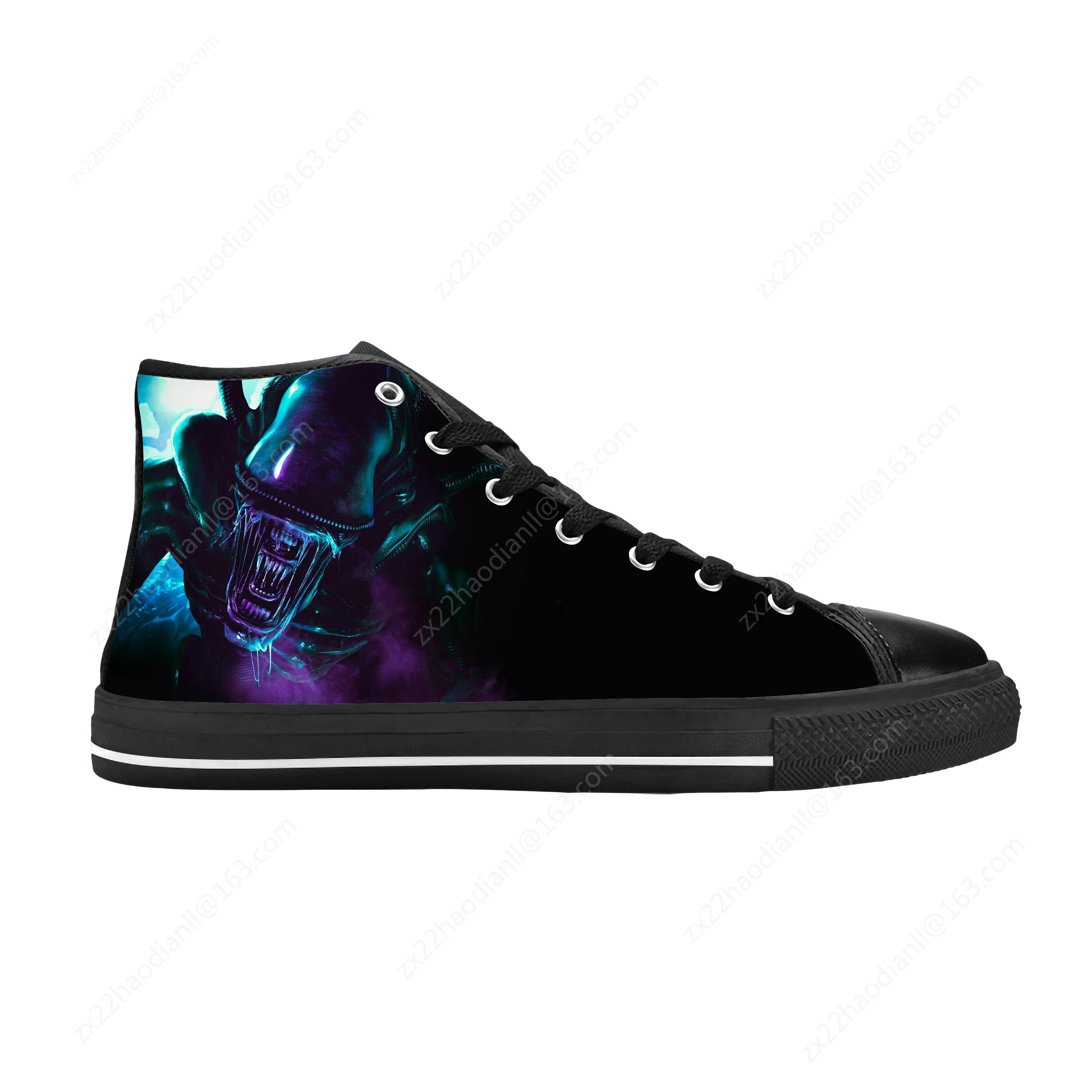 Hot Xenomorph Alien Horror Scary Gothic Halloween Casual Cloth Shoes High Top Comfortable Breathable 3D Print Men Women Sneakers