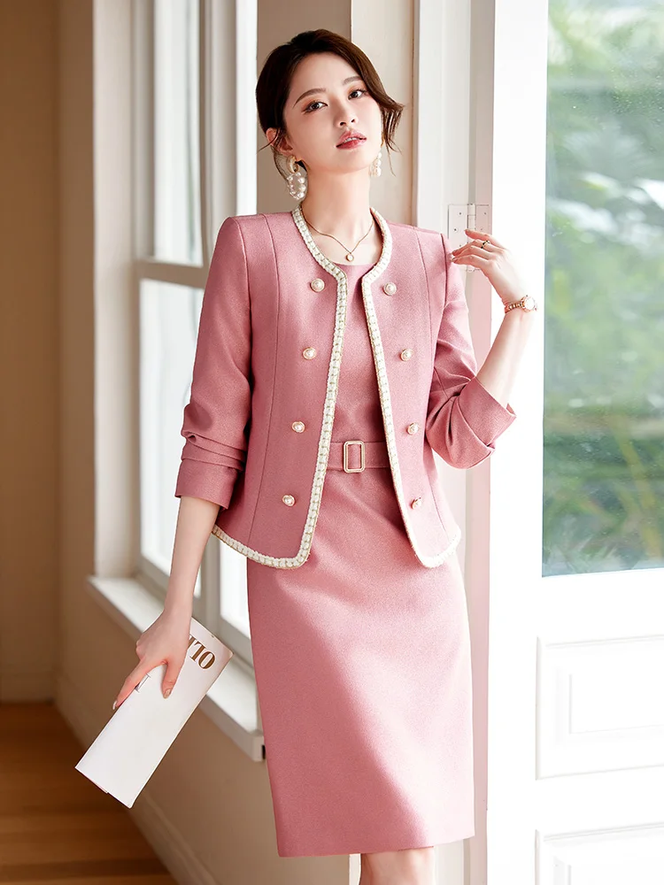 Autumn Dress Suits Women Fashion Two Piece Set Outfits Blazer Top Office Ladies Formal OL Work Professional Wear