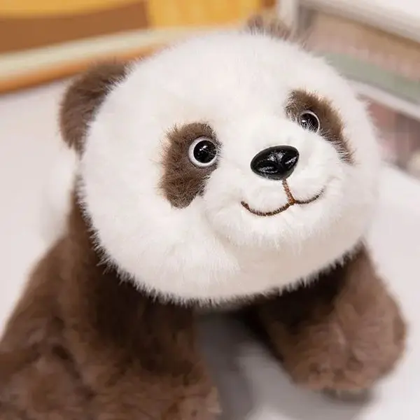 Simulated Qizai doll brown lying down panda plush toy giant panda throwing pillow for children's Christmas Chinese giant panda