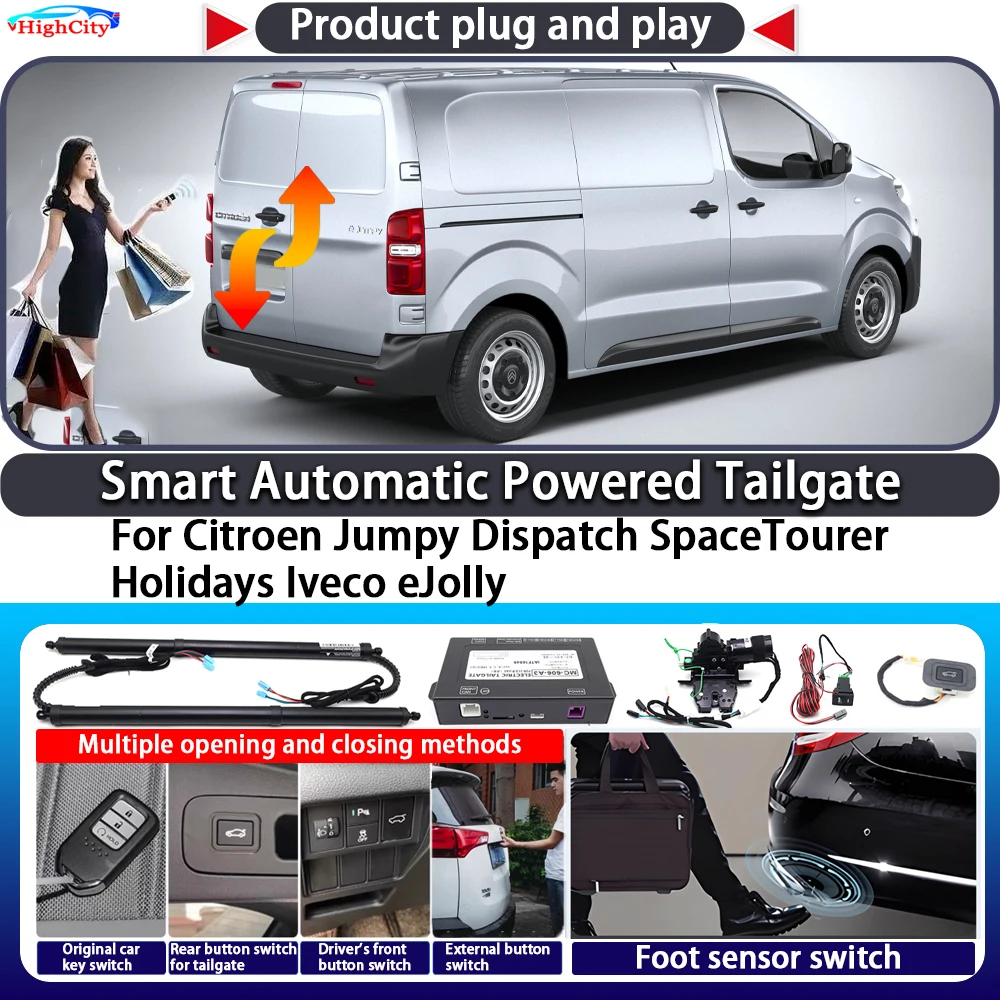 For Citroen Jumpy Dispatch SpaceTourer Holidays Iveco eJolly Smart Automatic Powered Tailgate Key Lift Close Kit Power Tailgate