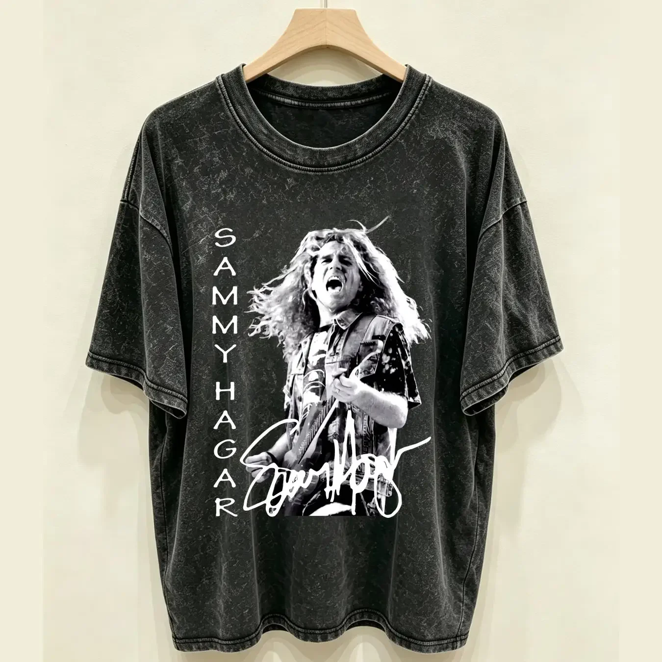 washed T Shirt Vintage Retro Sammy Hagar signature Black  S 5Xl YY690 vintage Washed Versatile Stretched streetwear Slightly