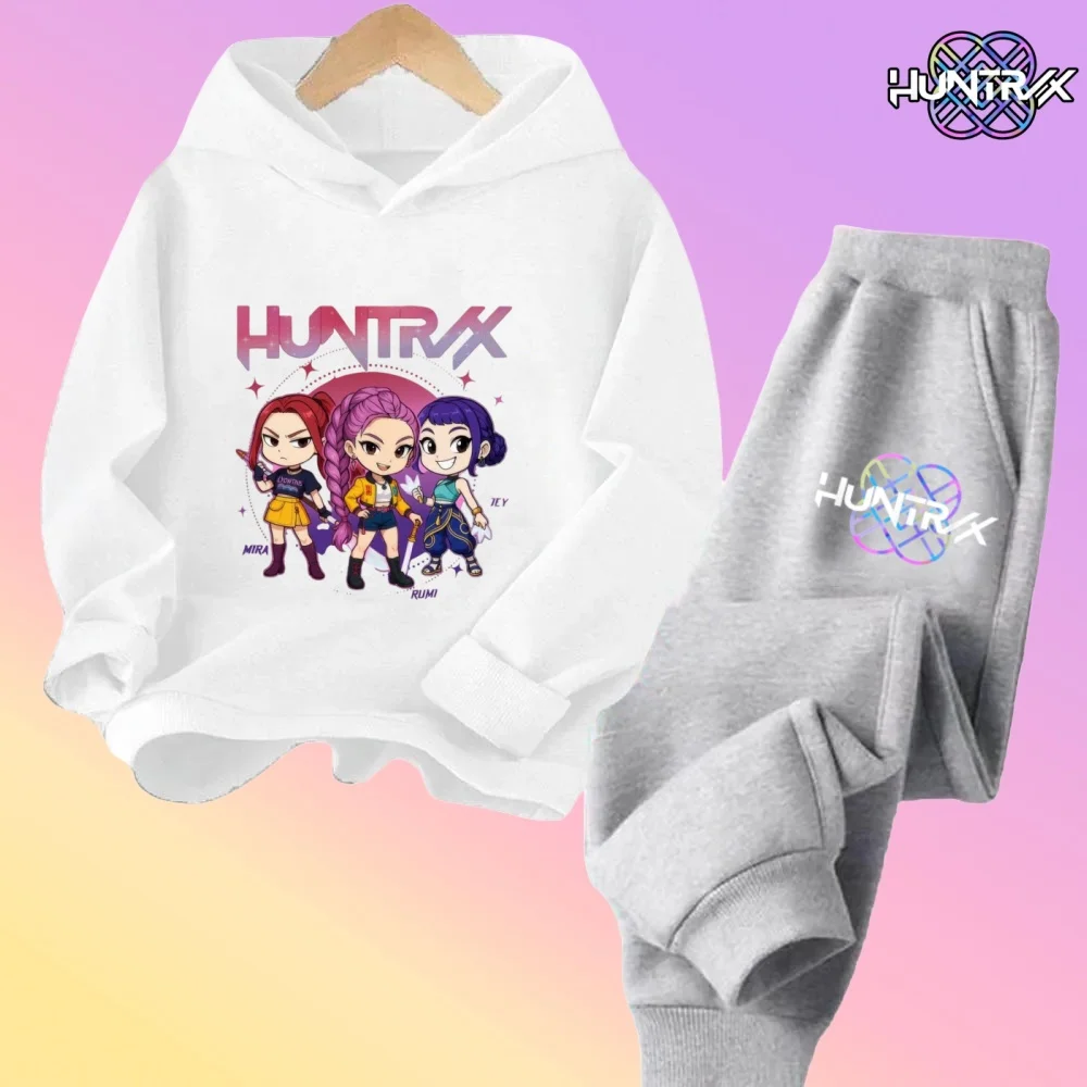 الخريف الشتاء Kpop شيطان الصيادين الكرتون طباعة الأطفال هوديس مجموعات 2 قطعة هوديي السراويل الفتيان الفتيات بلوزات 2-13 سنة الملابس