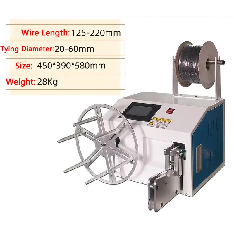 Automatic Wire Winding and Tying machine Power Cord/USB Cable Rolling and Bindling machine Bundling Machine English Touch Screen