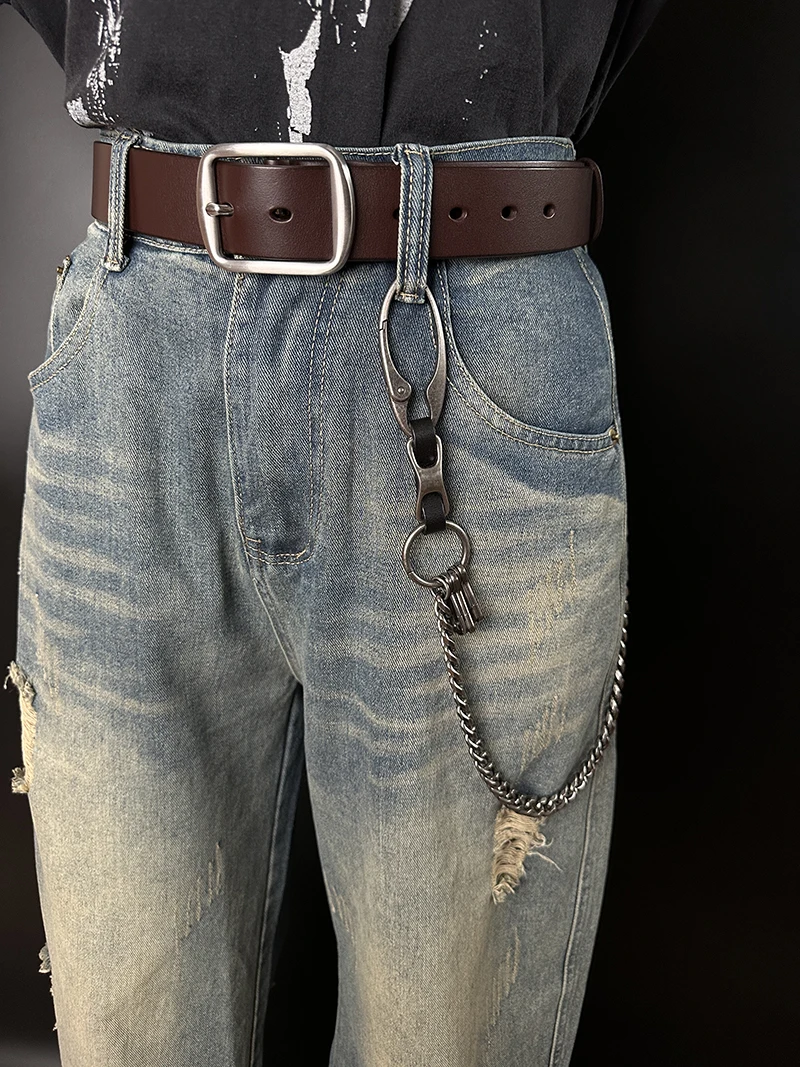 porte-cles-en-chaine-tressee-en-acier-inoxydable-fogpiercex-accessoire-tendance-de-style-retro-boucle-a-anneau-en-o-enveloppee-de-cuir-unisexe