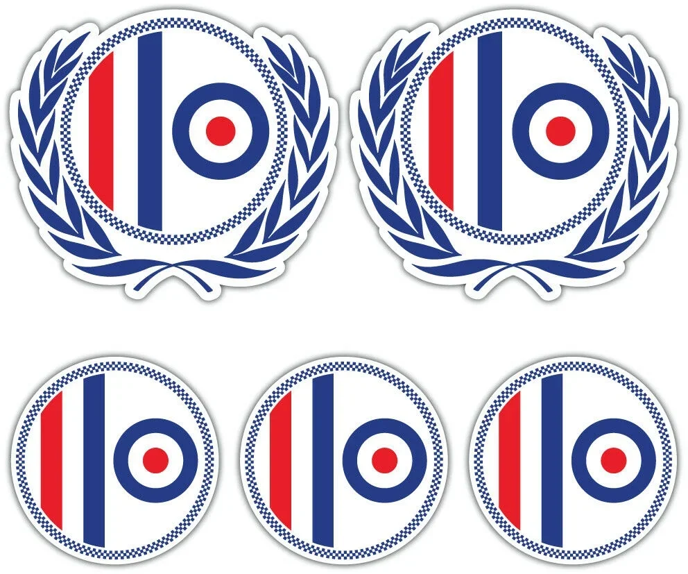 For 1Set SCOOTER MOD ROUNDEL Laminated Sticker Set vespa Retro Decal b