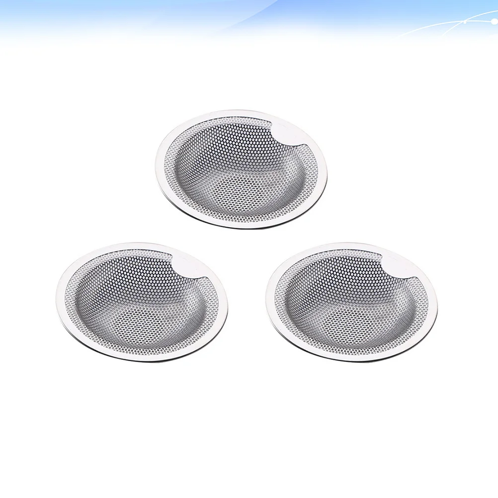 3Pcs Stainless Steel Sewer Filter Net Easy Install Clean Anti-Clogging Strainer for Kitchen Washbasin Bathroom