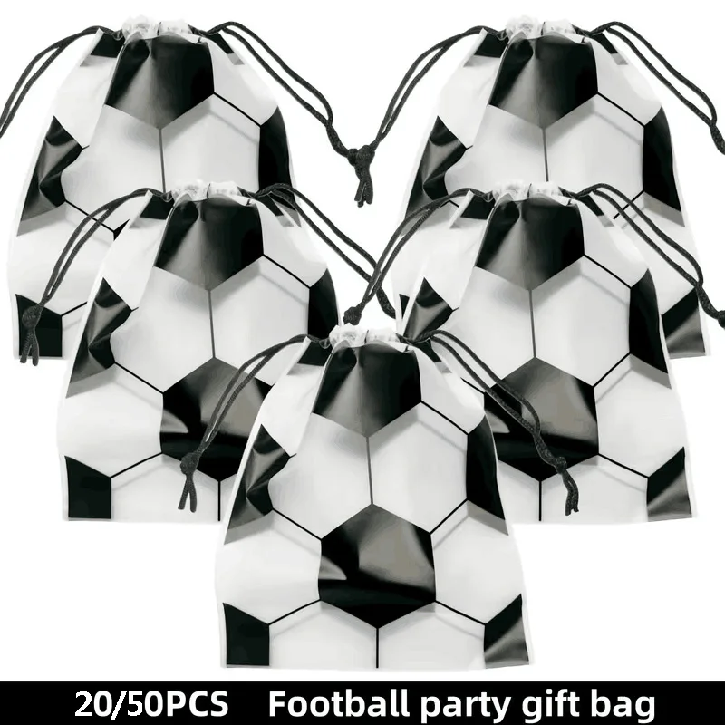 20/50Pcs Soccer Party Drawstring Bag Football Sport Theme Birthday Favors Treat Bag Gift for guests Team Celebration Supplies