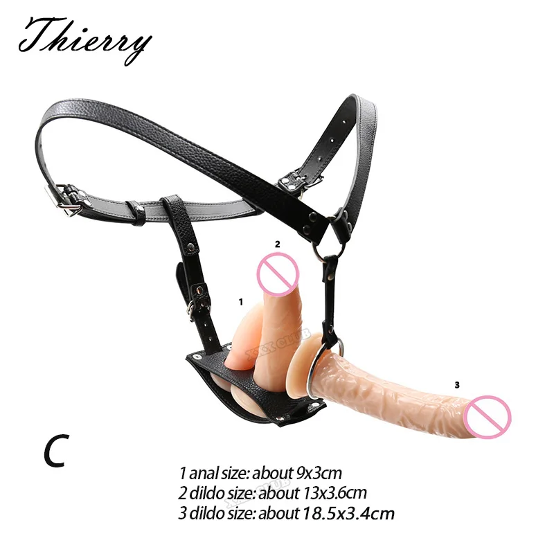 Thierry Lesbian Single Anal Plug Double Dildos Strap on, Harness Adujstable Position,Realistic Penis Strapon Sex Toys for Women