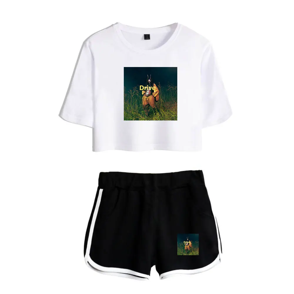 SZA Drive Suit Vintage 90s logo Merch Tops Two Piece Set Shorts+Lovely TShirt Trendy Harajuku Suit