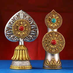 Painted Buddhism Furnishing Hand Made Ghee Flower And Resin Tantric Tribute Dharma Ware Buddhist Home Gift Collection Decorative