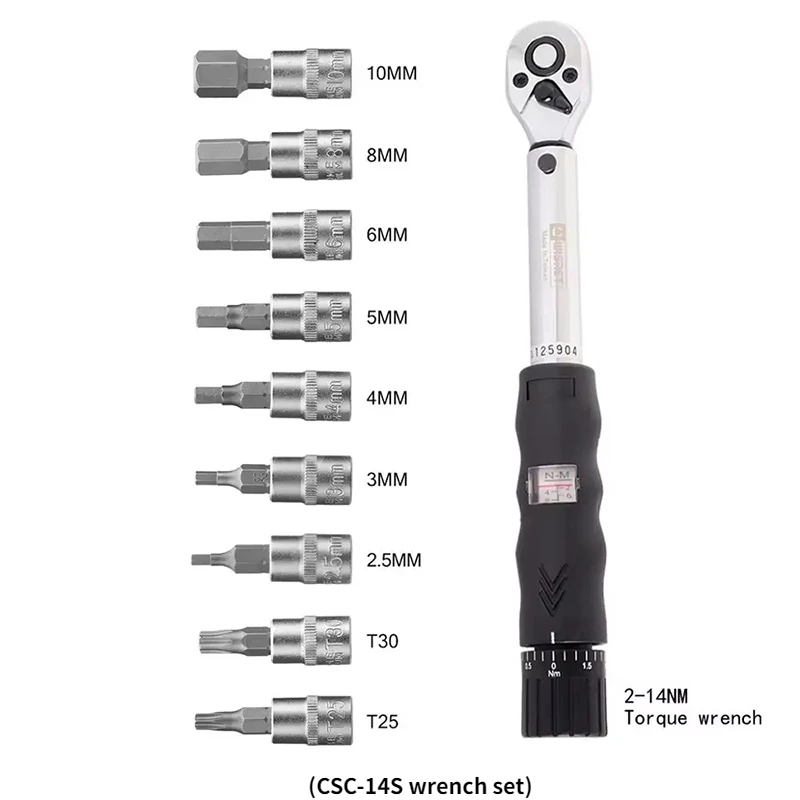 1/4 Inch High Precision Bicycle Preset Adjustable Torque Wrench 2-14Nm Torque Range