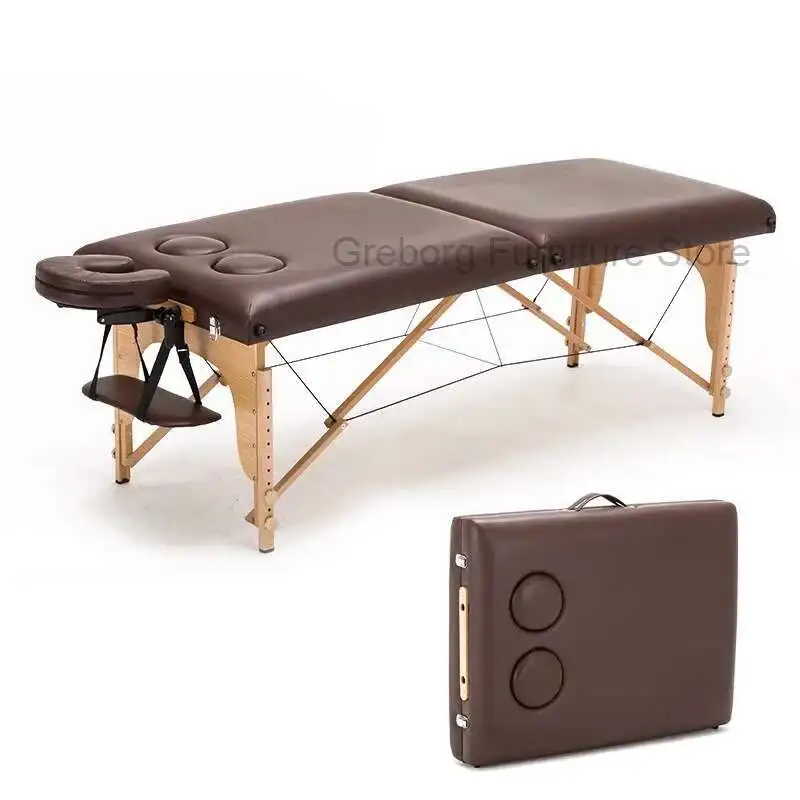 

Simplicity Portable Cosmetic Bed Tattoo Furniture Beauty Salon Massage Table Wooden Base Spa Salons Katlanır Yatak Treatment