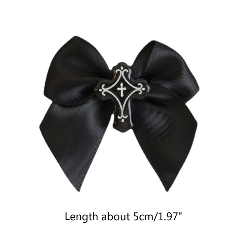 Lolita Punk Cross Bowknot Shape Hair Clip Y2K Girl Halloween Gothic Non-slip Ponytail Hairpin Women Spring Summer Hair Barrettes