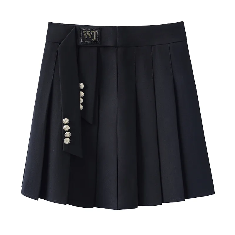 تصميم تحسس ألف خط السترة مطوي تنورة المرأة نصف تنورة الخريف أنيقة التخسيس تنورة قصيرة متعددة الاستخدامات #5