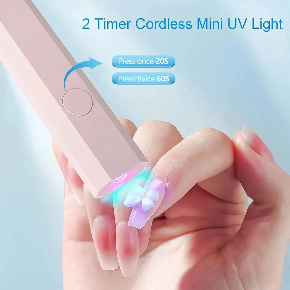 Mini UV Light LED Nail Lamp Handheld, Rechargeable Cordless Fast Curing Gel Polish Dryer for Home Salon Travel Manicure DIY