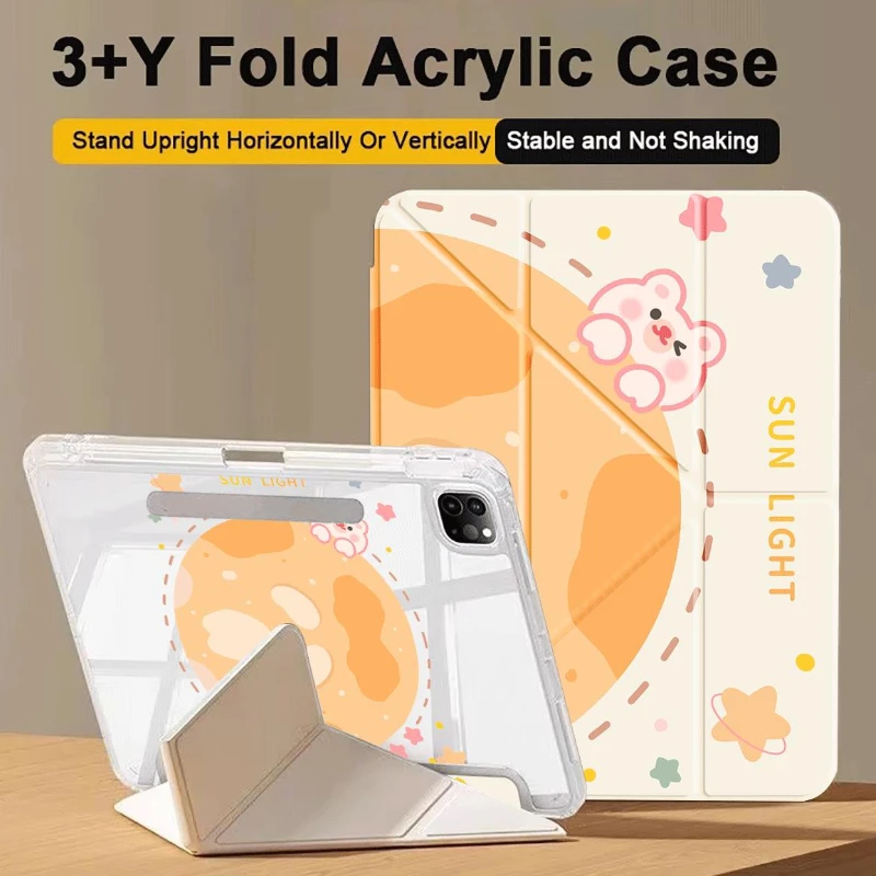 

Smart Y-Fold Stand Cover for Ipad Case 9th Generation Ipad Pro 10.5 Inch Case 10.9 10th Gen Ipad 5th 6th 9.7 with Pen Slot Cover