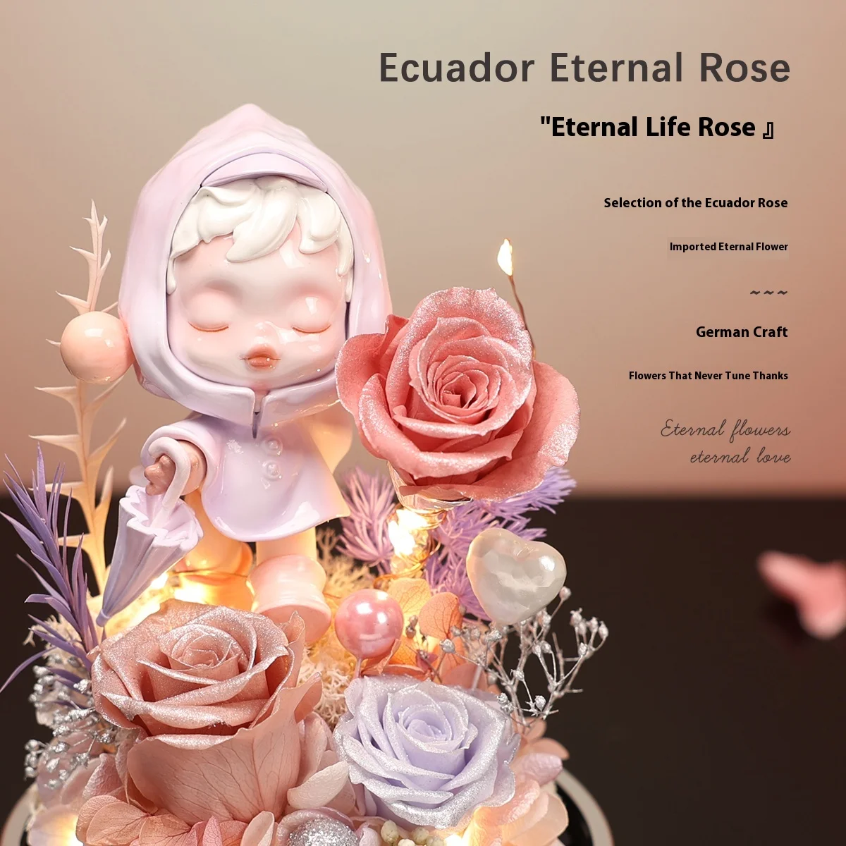 Eternal Flower Premium Gift Box Eternal Rose Bluetooth Speaker Set Greeting Valentine'S Day Christmas Birthday Gift To Friends