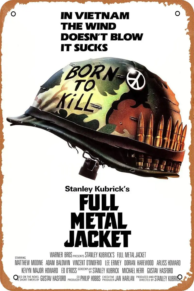 Full Metal Jacket Movie Poster Vintage Tin Sign Retro Metal Sign for Cafe Bar Office Home Wall Decor Gift 12 X 8 inch