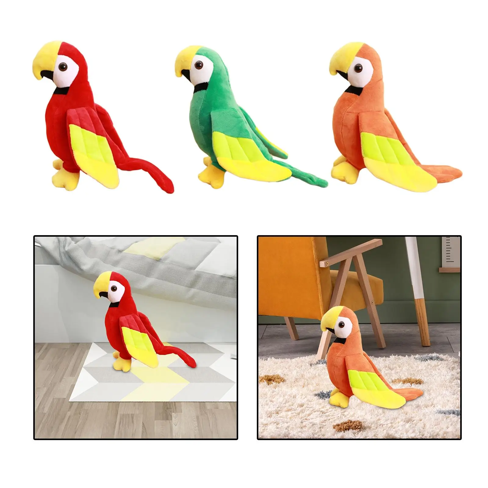 Figura de loro de peluche de dibujos animados, pájaro de juguete, Animal relleno para recuerdos de fiesta