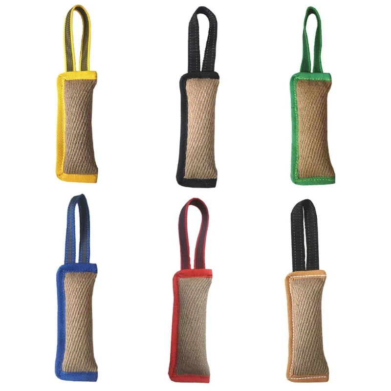 Jouet de dressage pour chien, coussin à mordre en jute avec poignée, jouet à mâcher interactif durable pour chiots et chiens adultes, équipement de dressage