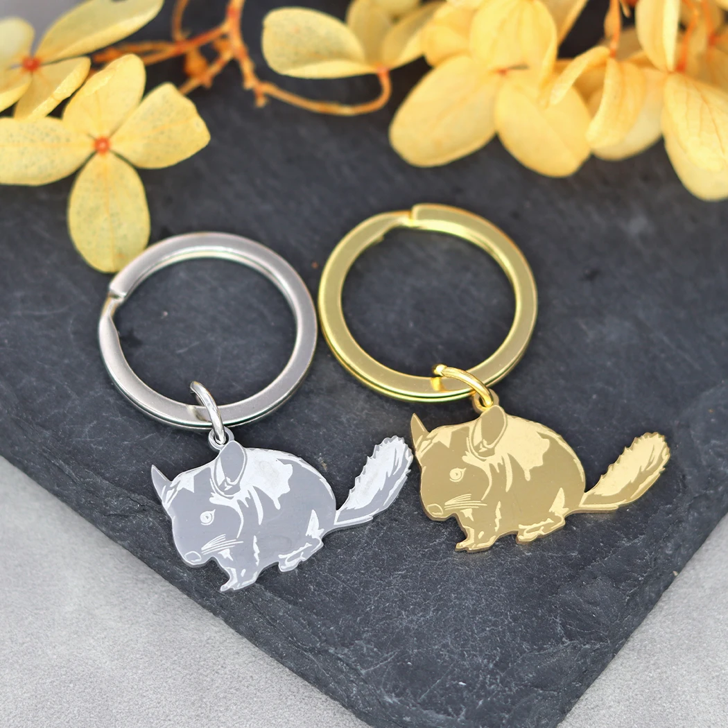 Nedar Stainless Steel Rat Keychain Fashion Trinket Mouse Animal Keyring Car Bag Pendant Key Chain Holder for Women Men Gift