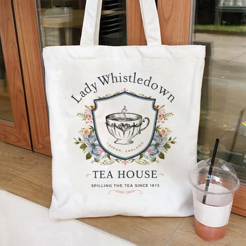 فنجان الشاي سيدة Whistledown حمل حقيبة مجموعة المرأة حقيبة يد حقيبة مستحضرات التجميل حقيبة تسوق قماش حقيبة مستحضرات التجميل حقيبة سفر صديقة للبيئة #2