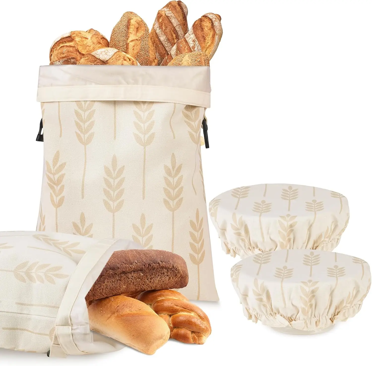 

16.9"x12.6" Reusable Bread Stora e Ba s for Homema Bread with Reusable 2 Bowl Covers,Lar e Sourdou h Bread Ba s S
