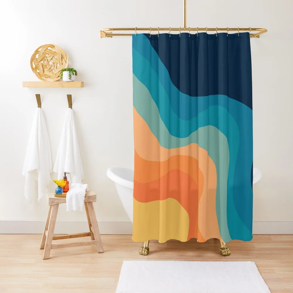 

Retro style waves decoration Shower Curtain Window Shower For Bathrooms Curtain