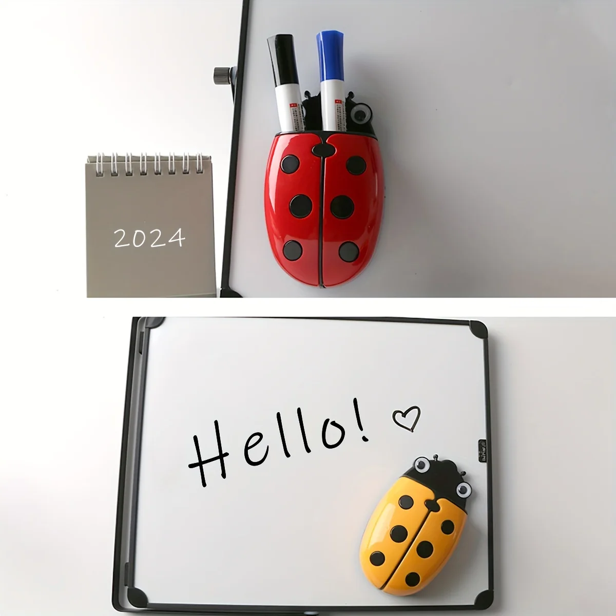 Ladybug Magnetic Pen Holder and Eraser - Dual purpose Whiteboard Accessory, Cartoon Plastic Storage Box - Image 4