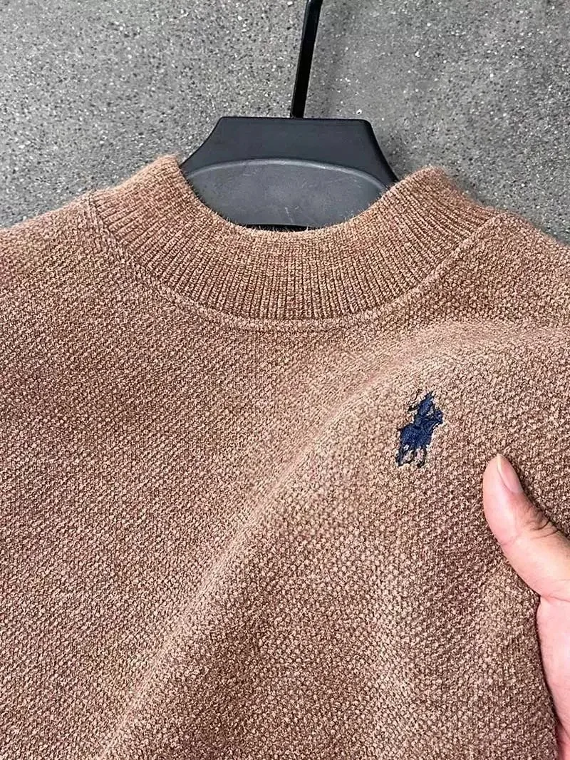 High end Brand Fashion Sweater Men Luxur exquisite golf pony embroidery design winter plush thick new round neck knitted pullove