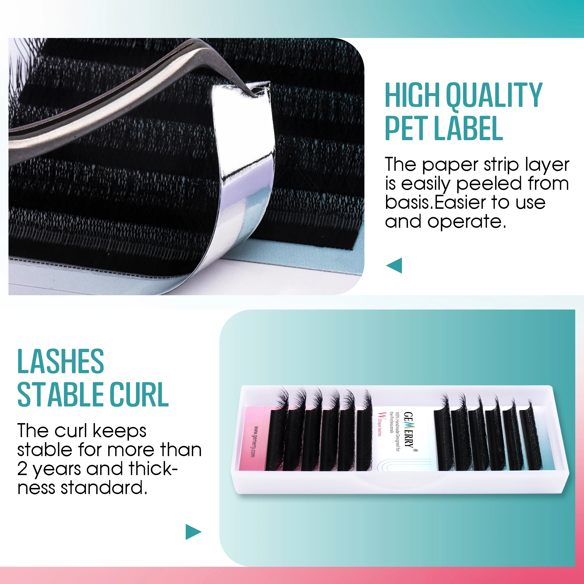 Gemerry 3Cases YY 3D 4D extensiones de pestañas forma de W volumen ventilador pestañas rizadas ligeras C/D/M pestañas postizas maquillaje de belleza pestañas