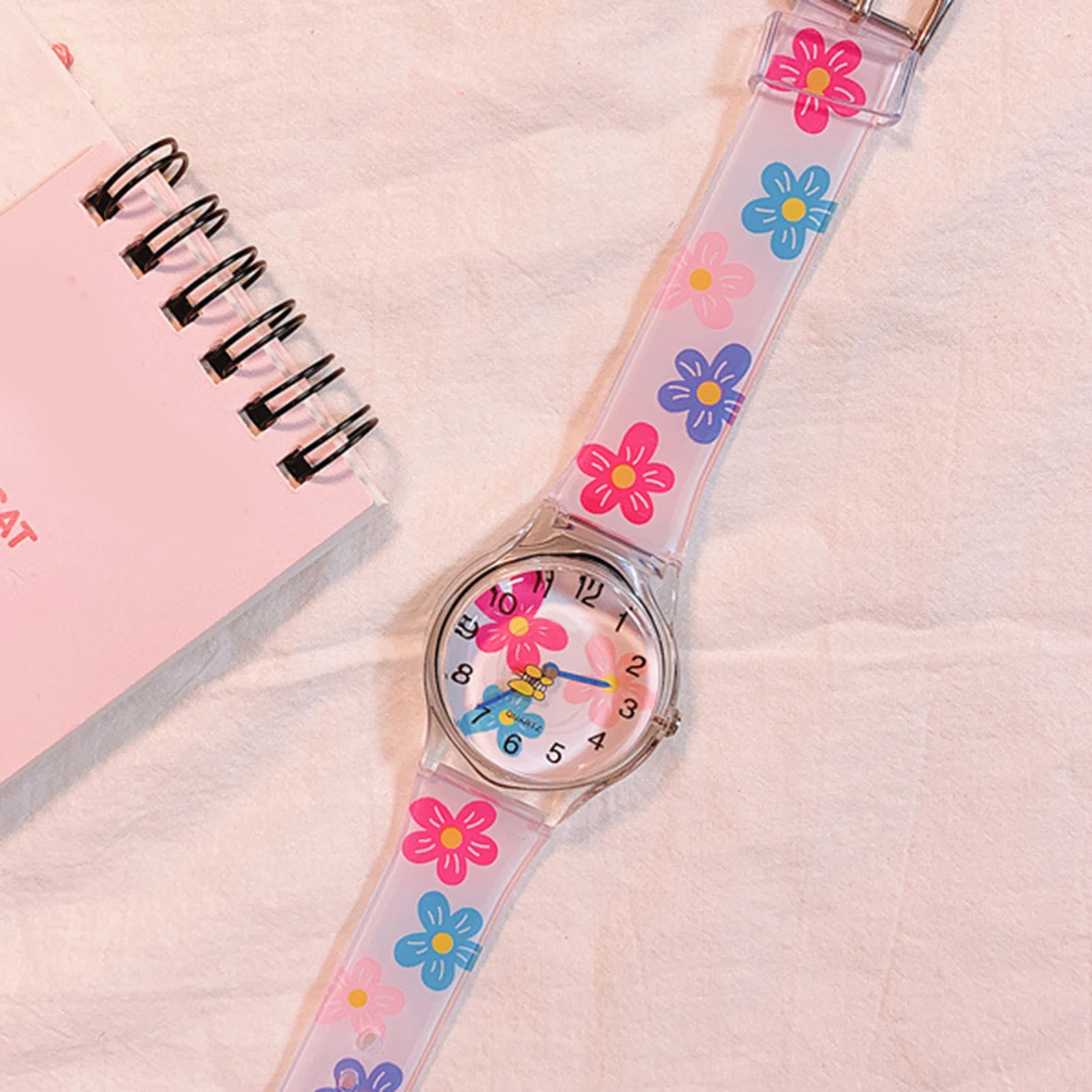 Kids Quartz Watch with Silicone Floral Strap Easy to Read Analog Watch for Kids Toddle Teen Infants Students