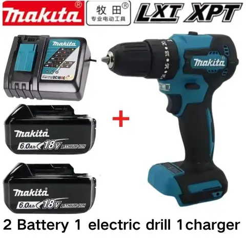 100% Origina New 18V Makita 5Ah 6Ah 9Ah Powerful tool battery+charger, For DDF487 lithium rechargeable impact drill household