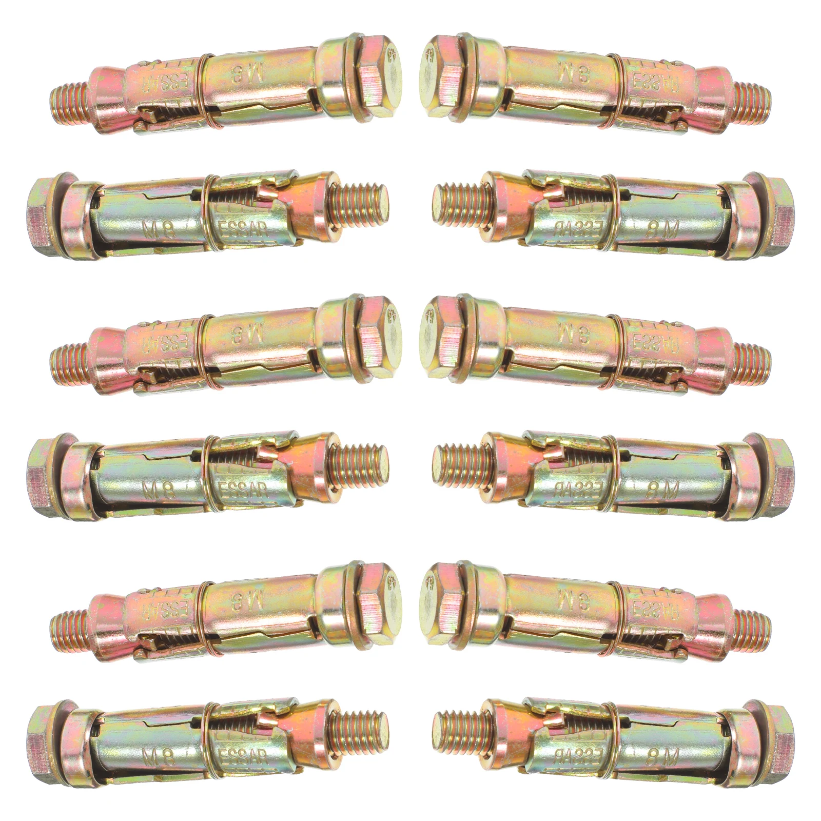 

12pcs Expansion Bolt Anchor Carbon Steel Screws Heavy Duty Concrete Wall Anchors Shield Fixing Hooks Durability Reliable
