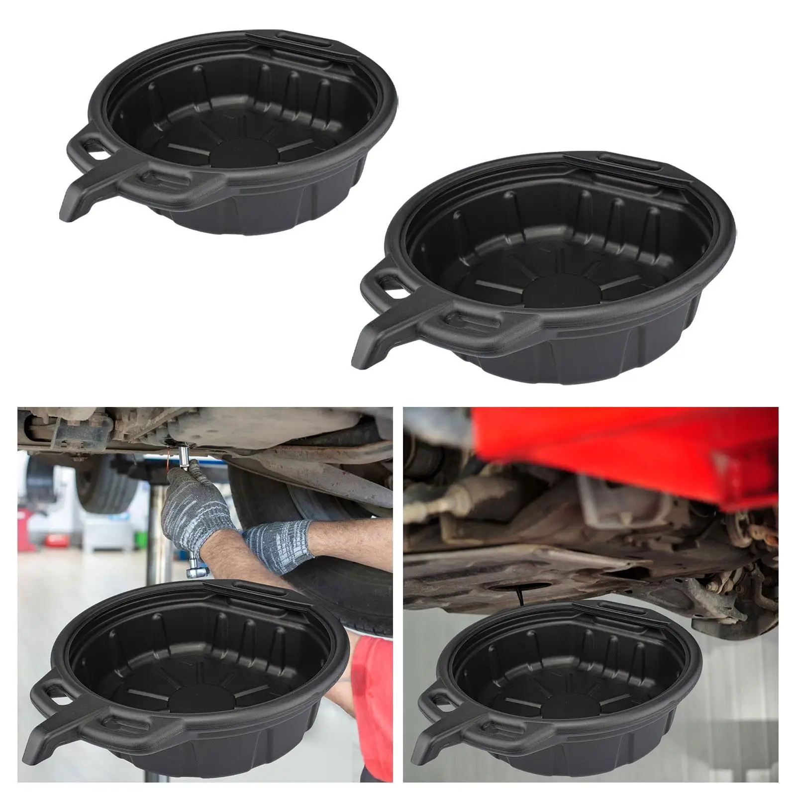 Oil Drain Can with Easy Pour Spout Plastic Fluted Collect Pan Engine Coolant Tray for Motorcycle Bike Repair