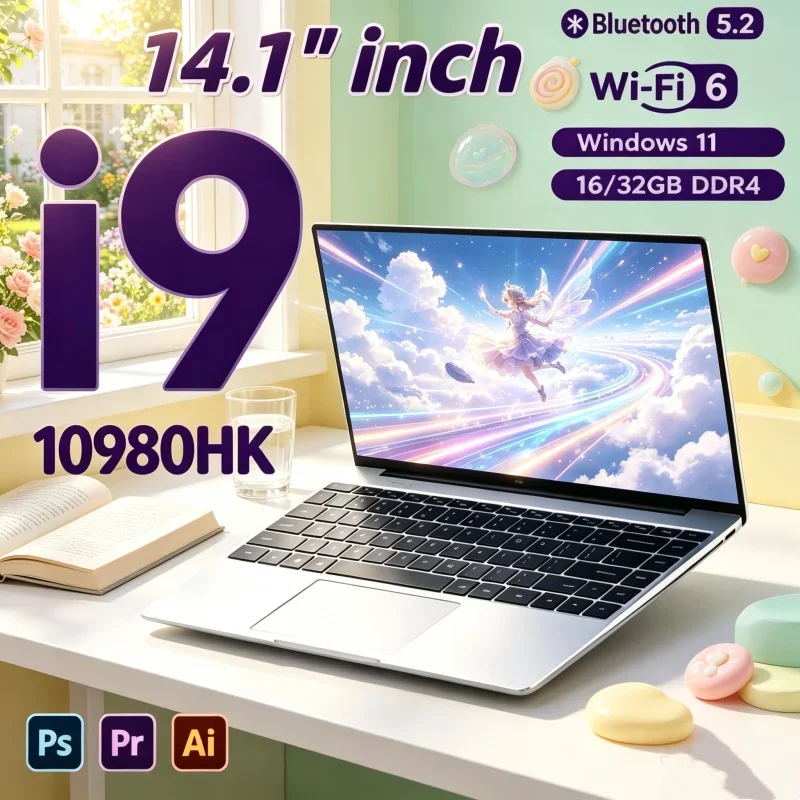 Intel Core I9 10980HK 14.1 Inch MassStorage Laptop 8C 16T 2.4 5.3GHz 16MB 45W 32GB DDR4 2TB M.2 SSD Gaming Notebook Office