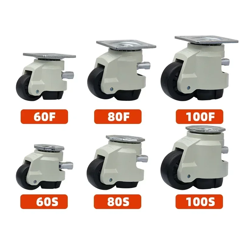 6pcs Handle Style GD-100S LOAD 750KG Level Adjustment Wheel CastersFlat Support  Lndustrial Hand Shank Casters