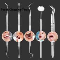Oral Care Dental Calculus Remover Tartar Scraper Probe Dental Hygiene Kit Mouth Mirror Tweezer Set Teeth Cleaning Tools Dentist