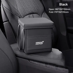 For Subaru STI Forester XV Legacy Tribeca Levorg BRZ Crosstrek PU Leather Car Folding Trash Can Interior Storage Bag Accessories