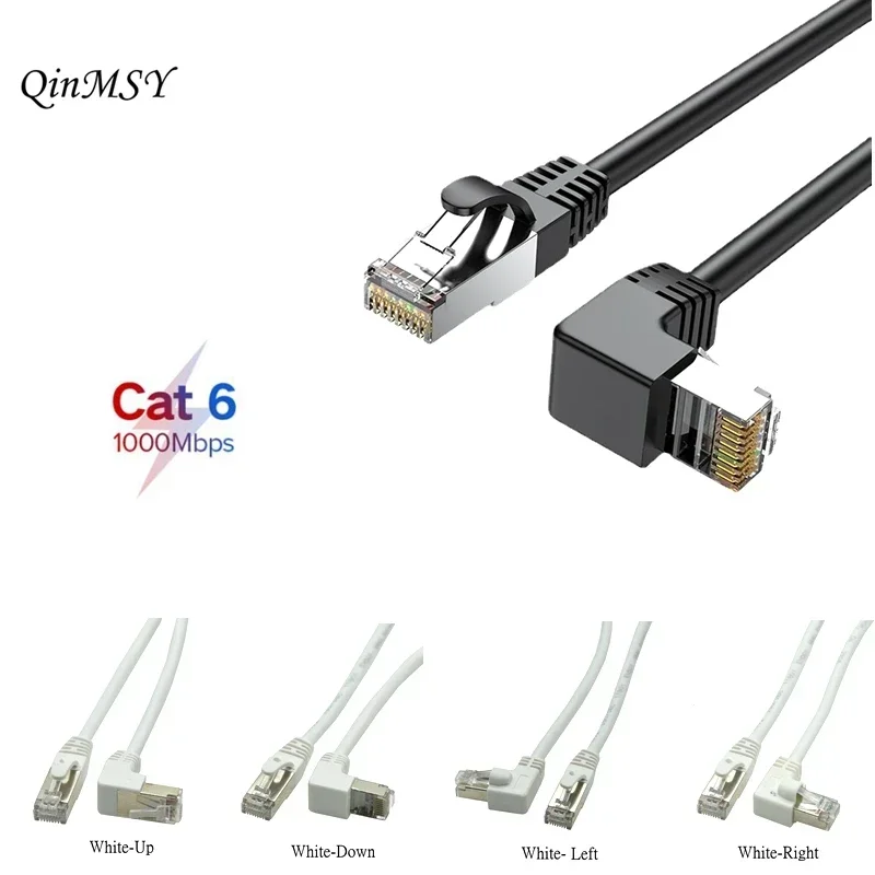 Cat6 Down Angled 1000 mbps kabel sieciowy 90 stopni sieć ekranowany router TV kabel sieciowy biały 0.3M-1M