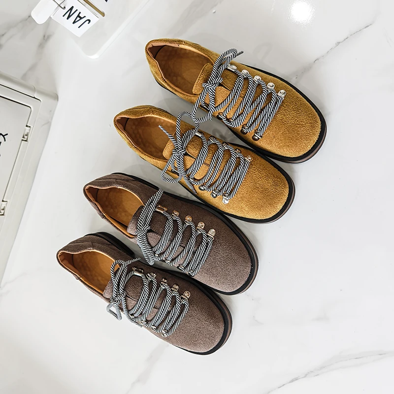 أحذية ديربي جلدية كاجوال بنمط مصمم عصري للرجال، أحذية مسطحة برباط #6