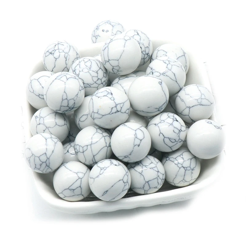 

16PCS 16MM Howlite Stress Relief Spheres & Balls Polished Meditation Balancing Home Decoration Crystal Beads